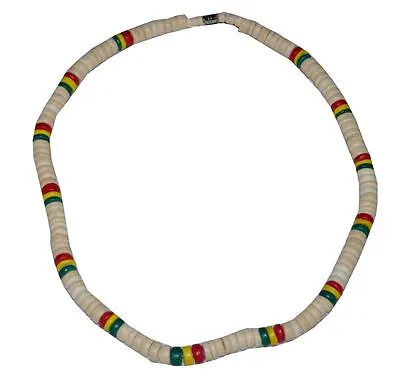 $3.99 • Buy Beach 18  Coco Bead Rasta Necklace Surfer Choker Natural Red Yellow Green