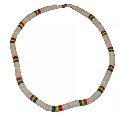 $3.99 • Buy Beach 18  Coco Bead Rasta Necklace Surfer Choker Natural Red Yellow Green