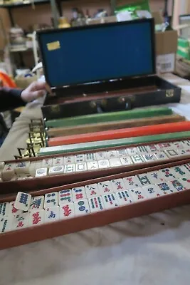 Vintage Chinese Bakelite Mahjong Set 152 Pieces  + Racks • $150