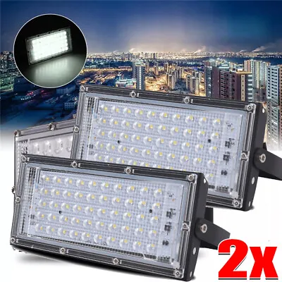 2Pcs 50W LED Flood Lights Garden Outdoor Security Landscape SMD Spotlight Lamp • £12.89