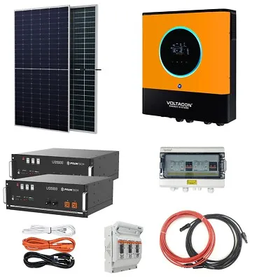 Voltacon Solar Off-Grid Kit 8kW Inverter 3.4kW Solar Panel 10kWh Lithium Battery • £6670