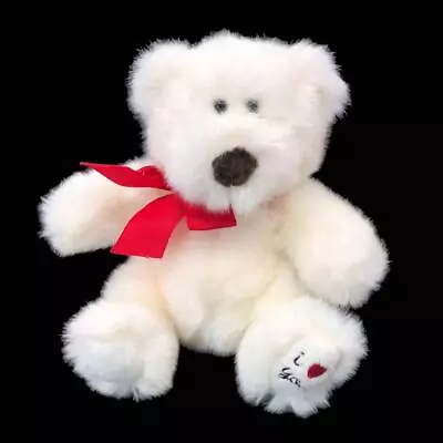 Vintage Russ 9in. BIANCA  I Love You  White Teddy Bear Plush Valentine's Day 80s • $18.85