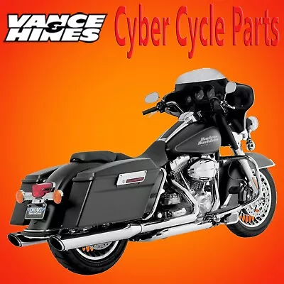 VANCE & HINES TWIN SLASH ROUND SLIP-ONS CHROME 00-16 Harley TOURING 16763 • $499.99