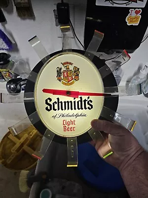 Vintage Schmidt’s Bar Sign Light Beer Edge Lighted Clock  • $50