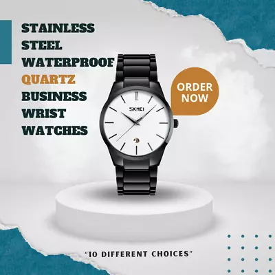 Men's Luxury Quartz Watches Steel Stainles Wrist Date Business Waterproof Watch • $33.90