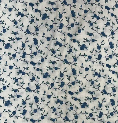 Vintage Quilting Fabric Blue Flowers Flower Light Cotton By The Yard 43  • $10.50