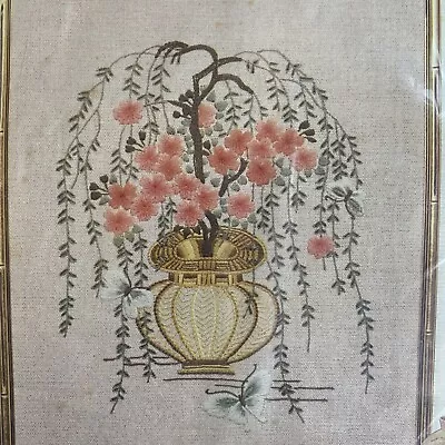 Chinese Cherry Tree Linen Crewel Kit Elsa Williams NIP 16x20 Weeping Bonsai • $24