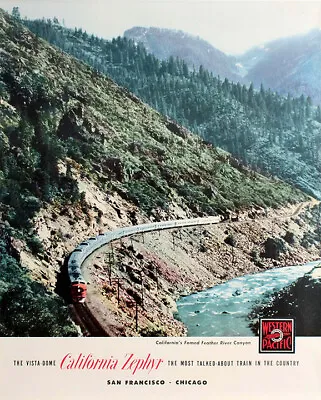 $18 • Buy Western Pacific Railway California Zephyr Vista Dome USA Vintage Travel Poster