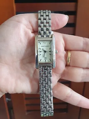 Emporio Armani S.steel Bnd Ladies Watch Exnt Working Order New Battery 17.5cm L • $110