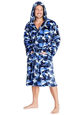 CityComfort Dressing Gown For Men Men Dressing Gowns With Blue Camouflage Print • £21.49
