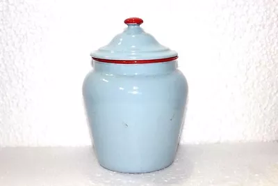 Enamel Blue Storage Pot Old Vintage Antique Kitchenware Collectible X-51 • $111.77