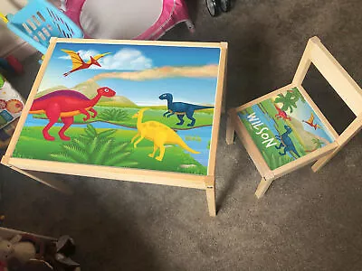 Personalised STICKER ONLY For IKEA LATT Kids Table And 1 Chair Dinosaur Design • £24.99