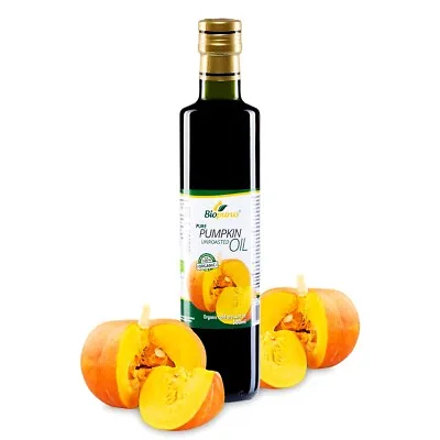 Biopurus Certified Organic Cold Pressed Pumpkin Unroasted Seed Oil 500ml • £24.10