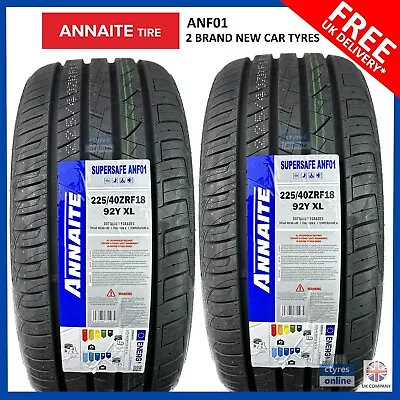 2X New 225 40 18 RUNFLAT ANNAITE 92Y 225/40ZRF18 2254018 *B WET GRIP  (2 TYRES) • £149.95