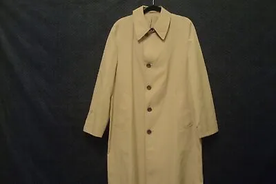 Mens Trench Coat Size 38 Regular Hidden Button Front Lined Beige • $49.95