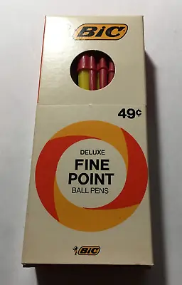 1 Dozen Vintage Bic Pen F-29 Fine Point USA 49 Cents Red Ink Has Dried • $8