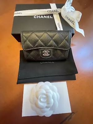 $799.99 • Buy Chanel Flap Wallet Card Holder 2023 Black Caviar Silver Hardware Brand New