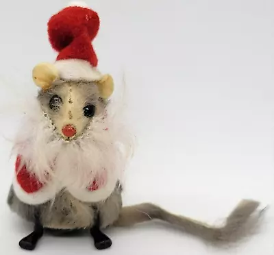 Real Fur Mouse Santa Original Fur Toy West Germany Father Christmas - VINTAGE • $68