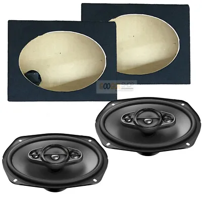 Pioneer 450 WATT  6x9  4 Way Coaxial Car Speakers + 6x9  Speaker Box Black • $109.99