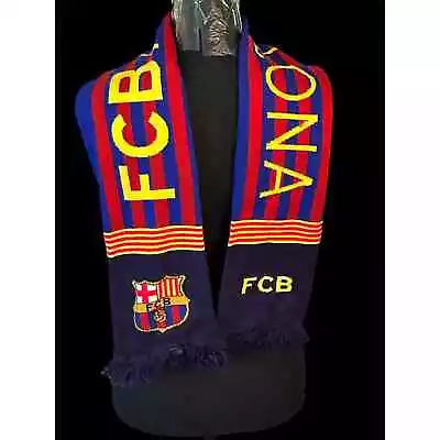 FCB Barcelona Futbol Soccer Scarf Red Yellow Blue Fringed Edges • $14