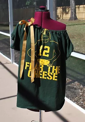 Packers Aaron Rogers Fear The Cheese Off One Shoulder Shirt Top Upcycled L/XL • $27.50
