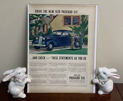 1938 Packard Six Blue Vintage Print Ad Automobile Auto Art Deco Poster 1930's • $19.99