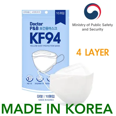 10x KF94 White Adult Face Mask Protective 4 Layer 3D Filter Made In Korea K-94 • $28.40