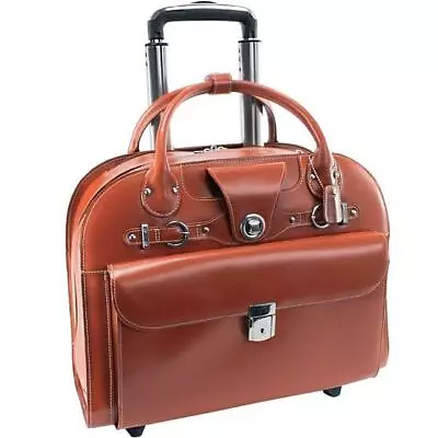 McKlein 96314 15.6 In. Edgebrook Leather Wheeled Ladies Laptop Case- Brown - ... • $188.48