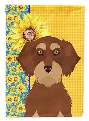 Summer Sunflowers Wirehair Red Tan Dachshund Garden Flag WDK5404GF • $16.99