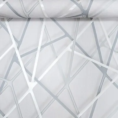 Grey 3D Wallpaper Geometric Metallic Shimmer Slight Imperfect Textured Vinyl • £5.19