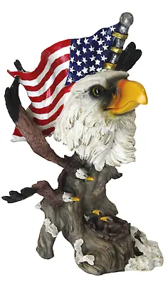 Bald Eagle Sculpture Patriotic US American Flag Resin Ornament Collectable Item • £17.99
