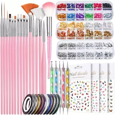  Nail Art Kit For Beginners Nail Art Supplies With Nail Art Brushes Nail Pink • $17.07