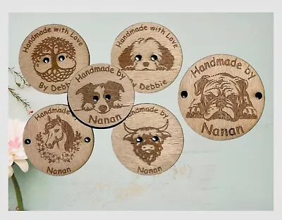 PERSONALISED Handmade Buttons Laser Cut Packs Of 5 10 15 20 Highland Cow Dogs • £6