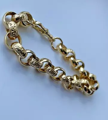 9ct Gold On Silver BELCHER Bracelet - 9 INCH - MEN'S - 10MM Belcher • $259.17
