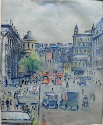 Early 20th Century Crayon Drawing Of Charing Cross London By Edward E Jacobs • £179