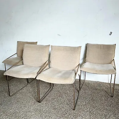 Italian Brass Finished Metal Dining Chairs By The Otto Gerdau Co. - Set Of 4 • $1095
