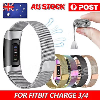 For Fitbit Charge 3/4 Band Metal Stainless Steel Milanese Loop Wristband Strap • $8.45