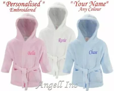 Personalised Baby Robe Bath Embroidered Dressing Gown Boy Girl Gift Super Soft • £13.88