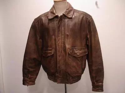 Mens S Wilsons Distressed Brown Leather Jacket A-2 Style Flight Bomber Insulated • $149.99