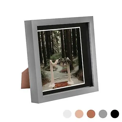 £8.99 • Buy 3D Box Photo Frame Acrylic Picture Display 8 X 8  With 6 X 6  Mount Grey/Black