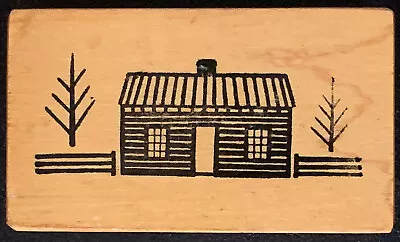 Vintage PSX Primitive Americana Log Cabin Rubber Stamp • $8.99