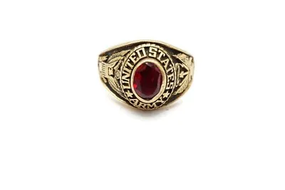 Vintage United States Army Ring Size 9 Gold Plated Sterling Silver Red Stone • $67.99