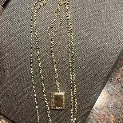 Vintage Etched Gold Tone Book Photo Locket Necklace 3 Strands • $14.20