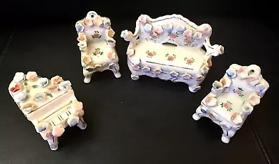 Vintage Miniature Ceramic Piano Sofa Chairs Occupied Japan Floral Living Room • $20