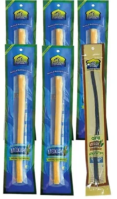 6 Pack 8” MISWAK Sticks Natural Toothbrush Peelu Olive Natural MIX DRY Al Khair • £4.99
