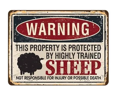 Vintage Safety Warning Property Protected Sheep Garden Farm House METAL Tin SIGN • £4.99