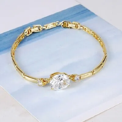 ❤️Bracelet 9ct Rolled Gold Vintage ❤️ CZ Diamonds Retro Gift Idea  ❤️ • £24