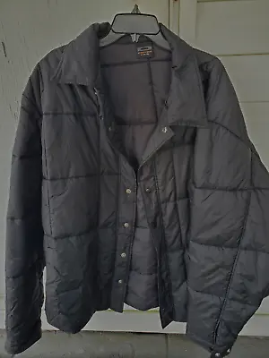 Men's Black Quilted Jacket Snap Front And Cuffs 2 Pocket  DTEK Russia Sz XL • $29.99