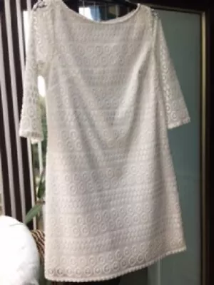 £19.49 • Buy Ladies Jessica Howard Size 14 White Crochet Overlay Lace Lined Dress - Gorgeous!