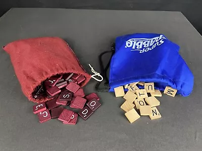 Lot Scrabble Burgundy Maroon Wooden Tiles 194 Pcs. And Brown Wood Tiles 199 Pcs. • $35